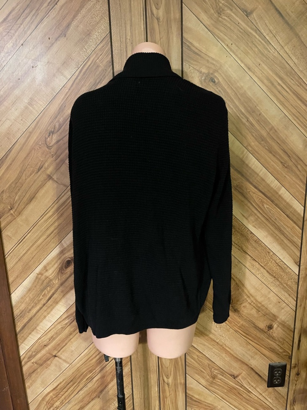 Frederik Anderson Copenhagen Large Black Open Front Knit Cardigan Sweater - Picture 6 of 10